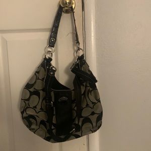 Coach gray and black shoulder and cross body purse